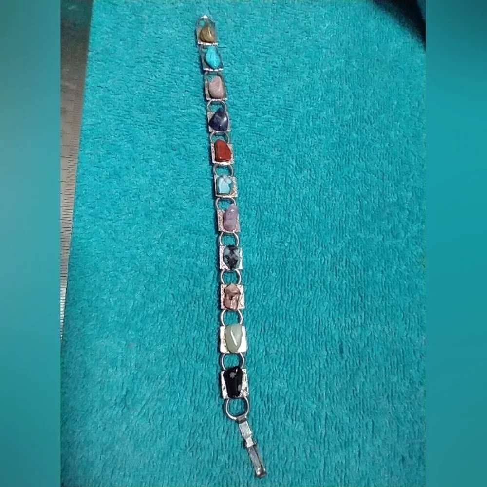 Handmade Multicolor Stone Chain Bracelet Vintage